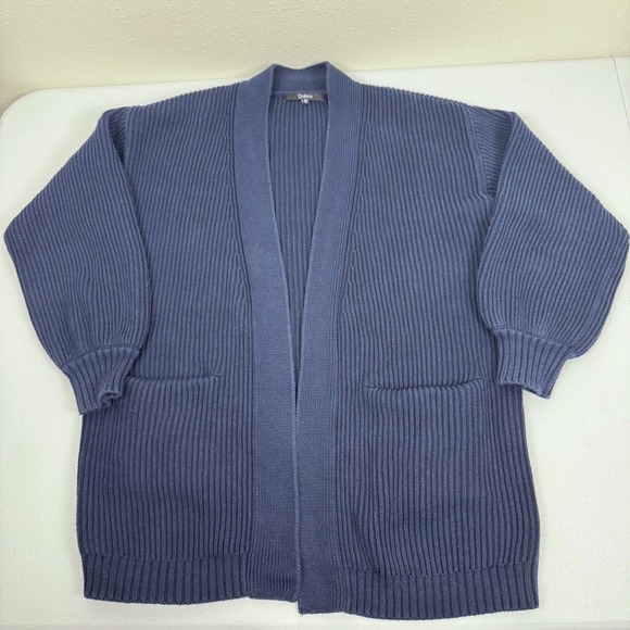 Quince Navy Blue Organic Cotton Oversized Cardigan Sweater - Small - Picture 6 of 7